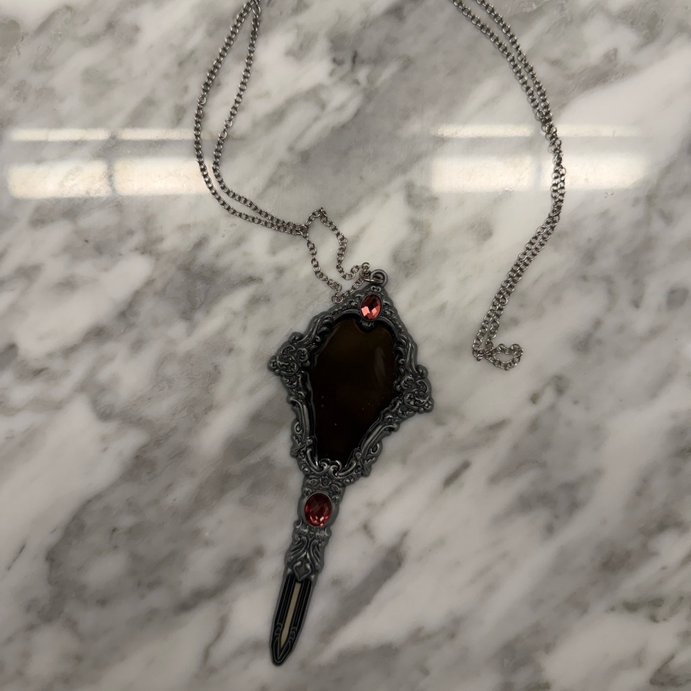 Silver and Red Pendant Necklace